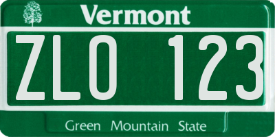 VT license plate ZLO123