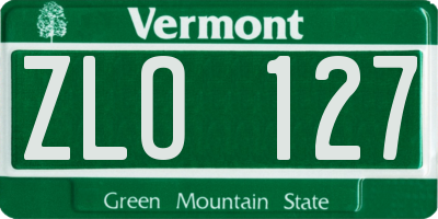 VT license plate ZLO127