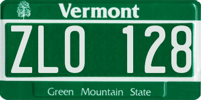 VT license plate ZLO128