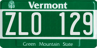 VT license plate ZLO129
