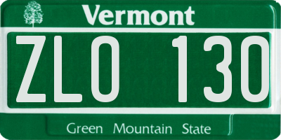 VT license plate ZLO130