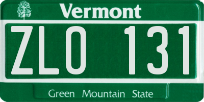 VT license plate ZLO131