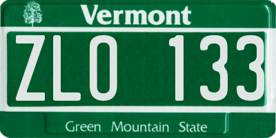 VT license plate ZLO133