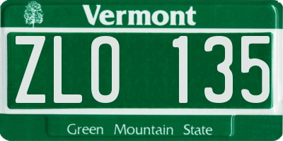 VT license plate ZLO135