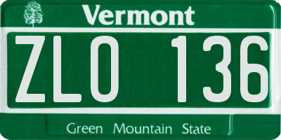 VT license plate ZLO136