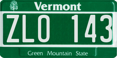 VT license plate ZLO143