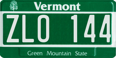 VT license plate ZLO144