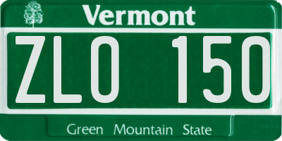 VT license plate ZLO150