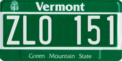 VT license plate ZLO151