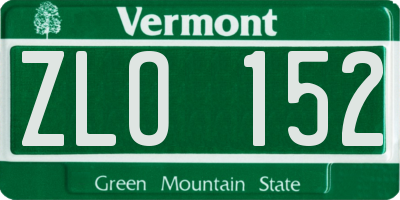 VT license plate ZLO152