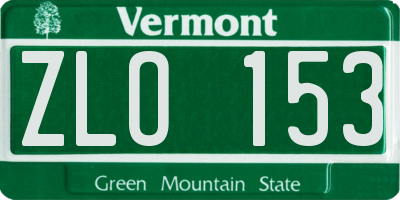VT license plate ZLO153