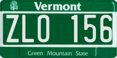 VT license plate ZLO156