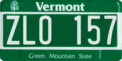 VT license plate ZLO157