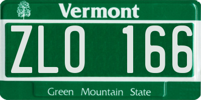 VT license plate ZLO166