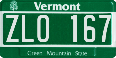 VT license plate ZLO167