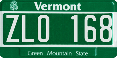 VT license plate ZLO168