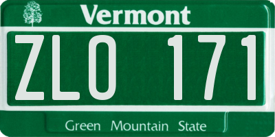 VT license plate ZLO171