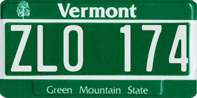 VT license plate ZLO174