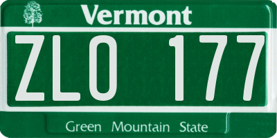 VT license plate ZLO177