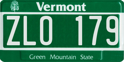 VT license plate ZLO179