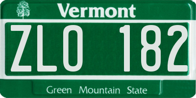 VT license plate ZLO182