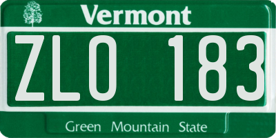 VT license plate ZLO183