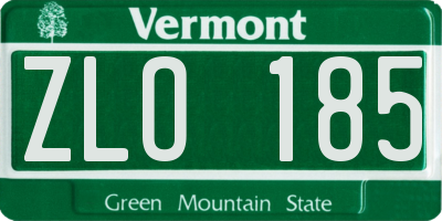 VT license plate ZLO185