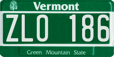 VT license plate ZLO186