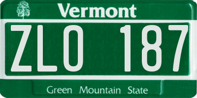 VT license plate ZLO187