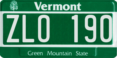 VT license plate ZLO190