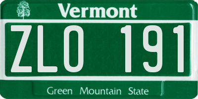 VT license plate ZLO191