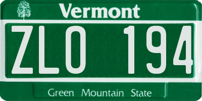 VT license plate ZLO194