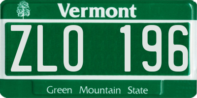 VT license plate ZLO196