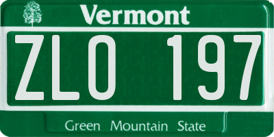 VT license plate ZLO197