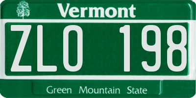 VT license plate ZLO198