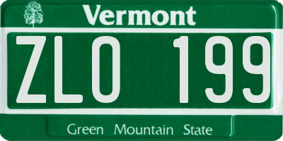 VT license plate ZLO199