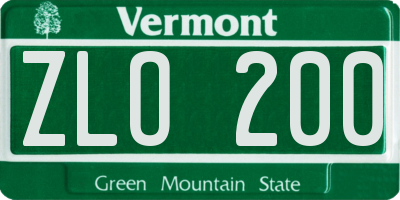 VT license plate ZLO200