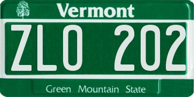VT license plate ZLO202