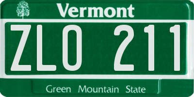 VT license plate ZLO211