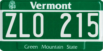 VT license plate ZLO215