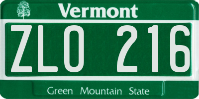 VT license plate ZLO216