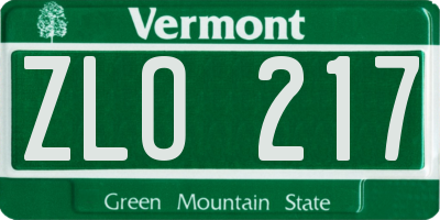 VT license plate ZLO217