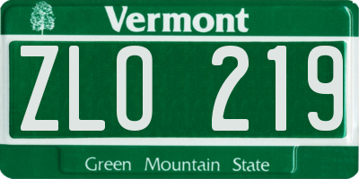 VT license plate ZLO219