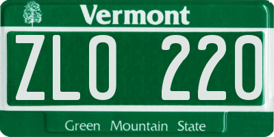 VT license plate ZLO220