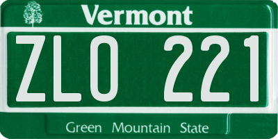 VT license plate ZLO221
