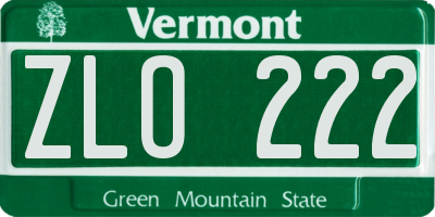 VT license plate ZLO222