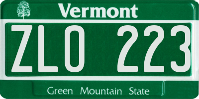 VT license plate ZLO223