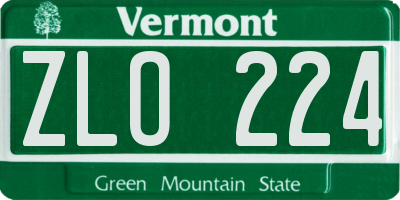 VT license plate ZLO224