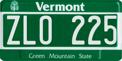 VT license plate ZLO225