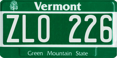 VT license plate ZLO226